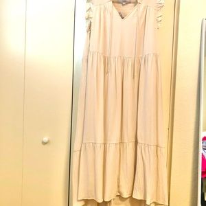 Loft Dress M BNWT Cream Gauze with smocking